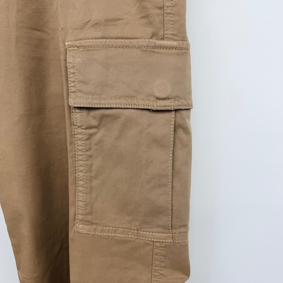 Tory Burch Khaki Tan Cargo Pants Women Size 28 Cinch Waist Drawstring Hem - Picture 4 of 10